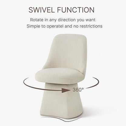 Swivel Dining Chairs Set of 2, Upholstered Mid Century Modern Deskchair with High Back, Linen Fabric Kitchen Chairs for Dining Room, Bedroom, Dressing Room, Linen