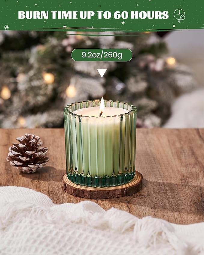 M&SENSE Frosted Pine Amber Scented Candles, 9.2 Oz 60 Hours Burning Time Soy Candle, Christmas Fall Gifts for Home Decor, Up to, Natural Soy Wax Relaxing Aromatherapy Candle
