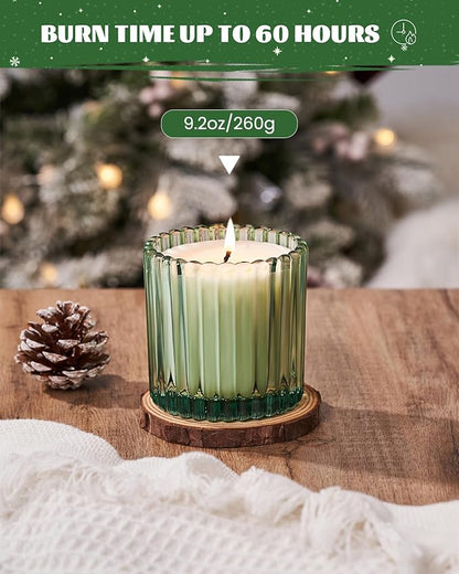 M&SENSE Frosted Pine Amber Scented Candles, 9.2 Oz 60 Hours Burning Time Soy Candle, Christmas Fall Gifts for Home Decor, Up to, Natural Soy Wax Relaxing Aromatherapy Candle