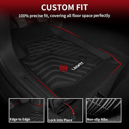 LASFIT Floor Mats for Chevrolet Chevy Colorado/GMC Canyon 2015-2022 (Only Crew Cab), All Weather TPE Custom Fit Automotive Floor Mats for Cars, 1st and 2nd Row Car Floor Mats Full Set, 3 PCS, Black