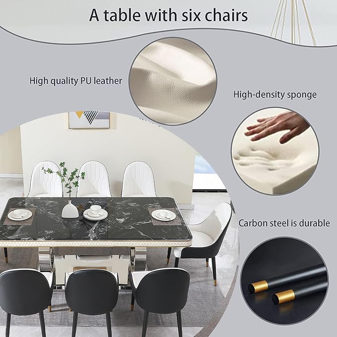 Dining Chairs Set of 2, Modern Faux Leather Dining Metal Legs for Living Kitchen Dining Room