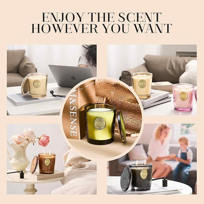 M&SENSE Large Two-Wick Soy Candle | Cheer Champagne & Gold | 19.8 oz, 120H Burn Time | Luxury Scented Candle for Relaxation, Gifting, Home Décor | Ideal for Bedroom, Office, Party Ambiance