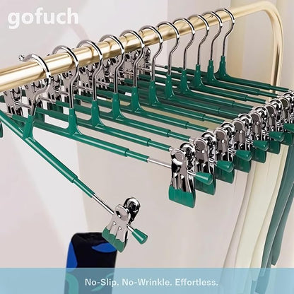 Pants Hangers with Clips - 30 Pack Heavy Duty, Non-Slip Adjustable Space Saving Skirt Hangers for Pants, Jeans, Shorts | White | 12 Inch