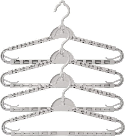 4 Pack Extra Large Hangers Enlarge Adjustable Shoulder 16.5"-26" Drying Hanger Sturdy for Wide Polos Tops Cardigans Quilt Bath Towel Big and Tall Shirts (Light Gray)