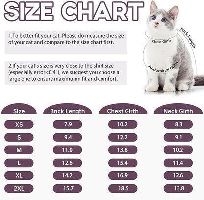 QBLEEV Cat Pajamas for Cats Only, Sticky Hair Cat Clothes, Cat Onesie for Cats After Surgery Female Male, Surgical Cat Recovery Suit Full Bodysuit, Long Sleeve Cat Shirts Outfits to Prevent Licking