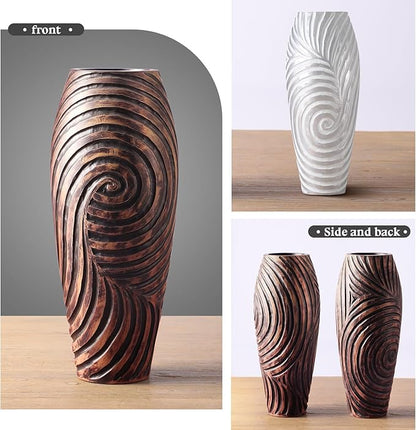 Tall Floor Vase, Brown Vintage Home Decor Vases, 19.7 inch Resin Vase for Living Room Decoration, Fireplace, Entryway,Bedroom, Hotel, Patio Decoration