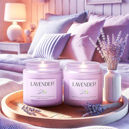 Lavender Candle, Soy Candles for Women, Soy Candles for Home Scented, 2 Pack Aromatherapy Candle Gift Set for Relaxing, Stress Relief & Home Decor