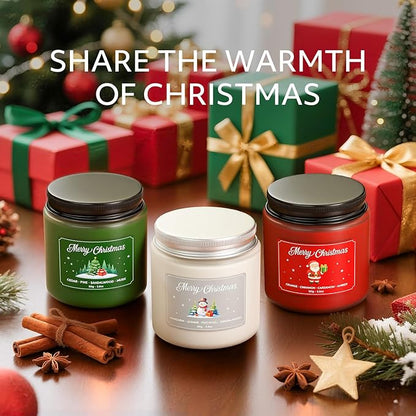 NORVENCE Christmas Candles, Scented Candles Gift Set for Stress Relief, Stress Relief Candle Gifts for Women and Men, Christmas Candle Gifts for Women (Red & White, 7 oz)