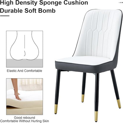 Dining Chairs Set of 6，Modern Dining Chairs, Equipped with PU Leather Backrest Cushions and Black Metal Legs, Suitable for Restaurants, Kitchens, and Bedrooms Dining Room Chairs