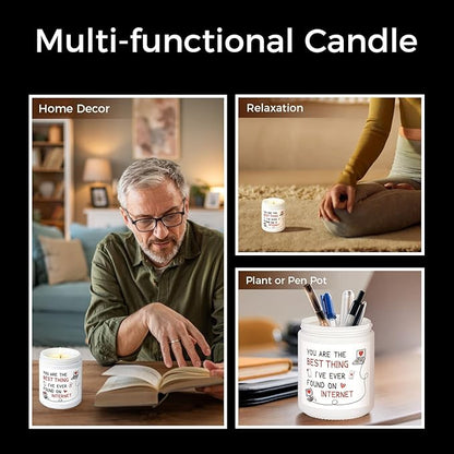 MOASITN Candles for Women Men, Valentines Day, Birthday, Anniversary Romantic & Funny Candle for Girlfriend, Boyfriend, Wife, Friends, Best Thing I Found on The Internet Scented Candles for Her Him
