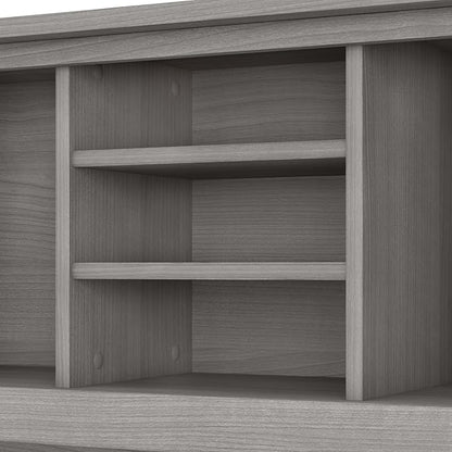 Bush Furniture Somerset L Shaped Desk with Hutch in Platinum Gray | Corner Computer Table with Drawers, Cabinets and Pullout Keyboard/Laptop Tray for Home Office