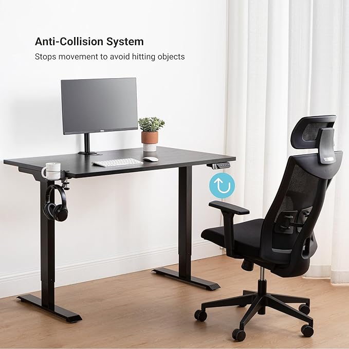 Progressive Desk Stand Up Electric Standing Desk, Compact Home Office Table, Black Frame and Roasted Walnut MDF Tabletop Prime Ryzer 42" x 24"