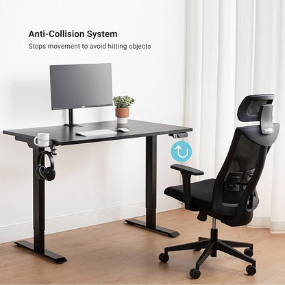 Progressive Desk Stand Up Electric Standing Desk, Compact Home Office Table, White Frame and Warm White MDF Tabletop Prime Ryzer 42" x 24"