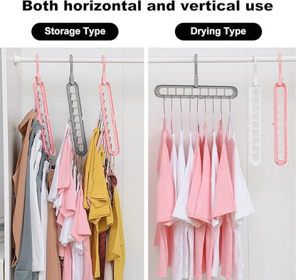 Closet Organizers and Storage,College Dorm Room Essentials,Pack of 10 Multifunctional Organizer Magic Space Saving Hangers with 9 Holes Storage Organization for Wardrobe Closet