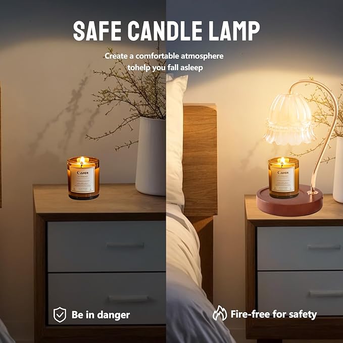 GEEZO Fragrance Candle Warmer Lamp，Electric Candle Warmer with Timer & Dimmer，Mom Christmas Birthday Gifts for Women, House Warming Gifts New Home Bedroom Decor