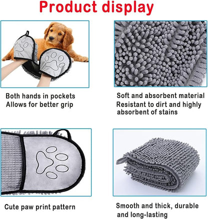 Quick Dry pet Dog Towels,Ultra Absorbent Microfiber, Suitable Dog and cat Bath Towel, Comfortable Hand Pockets, Indoor Outdoor Use,Durable Material,Machine Washable (30 * 13.7in)