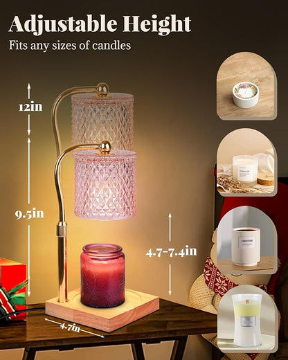 Candle Warmer Lamp with Timer Dimmer Adjustable Height, White Elephant Gifts for Women, House Warming New Home Decor Gifts for Mom, Electric Wax Warmer for Jar Candles, Pink