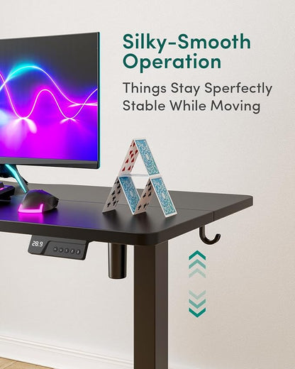 CubiCubi 48 x 24 Inches Electric Standing Desk, Height Adjustable Sit to Stand Desk, Home Office Table with Splice Board, Black