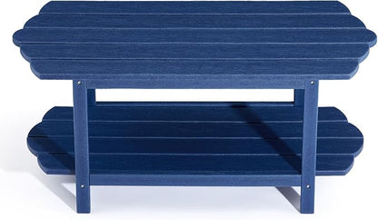 2-Tier Patio Table - Outdoor Coffee Table - Adirondack Deck Table - HDPE Pool Side Table - Blue - 17.7 x 39.4 inches