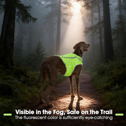 FUAMEY Dog Reflective Vest for Large Dogs,Dog Hunting Vest High-Visibility Dogs Safety Vest for Night Walking Water-Resistant Service Pet Gear Adjustable Outdoor Activities Neon Green XXXL