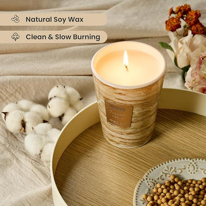 M&SENSE Tobacco Vanilla Scented Soy Candle, 3 Wick Highly Scented 14.1 Oz 80H, Aromatherapy Christmas Gift for Women and Men