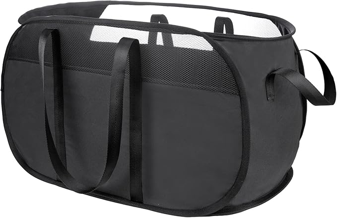 Pop Up Laundry Hamper，with Durable Handles collapsible laundry basket，Easy to Open and Fold for college Dorm,kids room，travel (Black)…