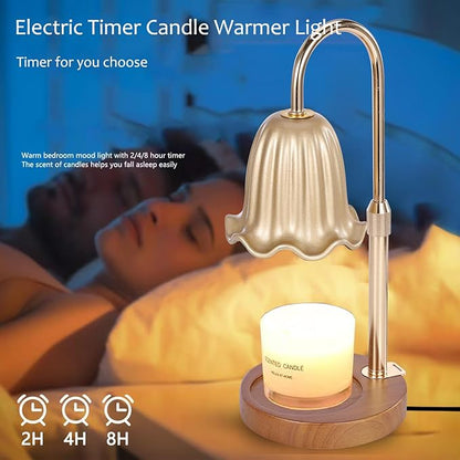 2Pack Electric Timer Candle Warmer Light,with Bracket Dimmable Candles Wax Glass Warmers Lamps for Jar Candles Burner No Flame Scented Melting Warming Lantern Adjustable Height(50W*4PCS)