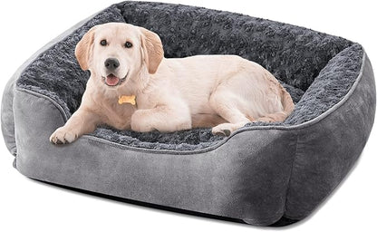 JOEJOY Rectangle Dog Bed for Large Medium Small Dogs - Washable Orthopedic Sofa Bed, Soft Breathable Puppy & Pet Cuddler, Durable Calming Dog Bed with Anti-Slip Bottom, Multiple Sizes, Dark Grey