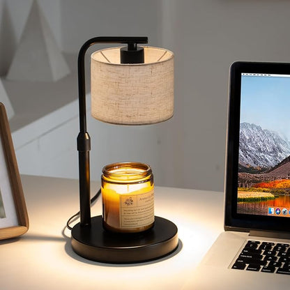 Candle Warmer Lamp with Timer, Dimmable Candle Wax Warmer with 2 Light Bulbs, Height Adjustable Electric Candle Light Scented Candles, Home Room Decor, Gifts for Women Mom