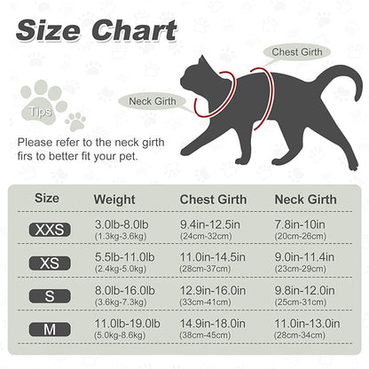Kitten Cat Harness and Leash Set, Escape Proof Soft 4-Adjustable Cat Walking Vest Harness, Reflective Strips in Harness for Kitty Puppy Bunny Car Travel, with Car Seatbelt Leash (Black, S)