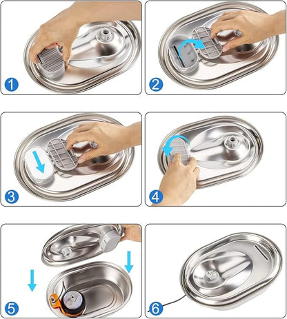 Cat Water Fountain Filters, 12 Pack Pet Replacement Filters with 12 Sponges for Stainless Steel 67oz/2L, 108oz/3.2L and 135oz/4.0L Faucet-Shaped Pet Water Fountain Dog Water Dispenser