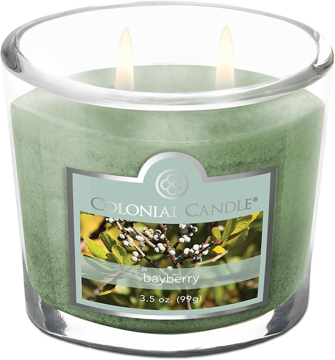 Colonial Candle Bayberry Scented Jar Candle, 2 Wick, 3.5 oz, Mottled Wax Candle