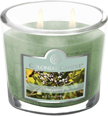 Colonial Candle Bayberry Scented Jar Candle, 2 Wick, 3.5 oz, Mottled Wax Candle