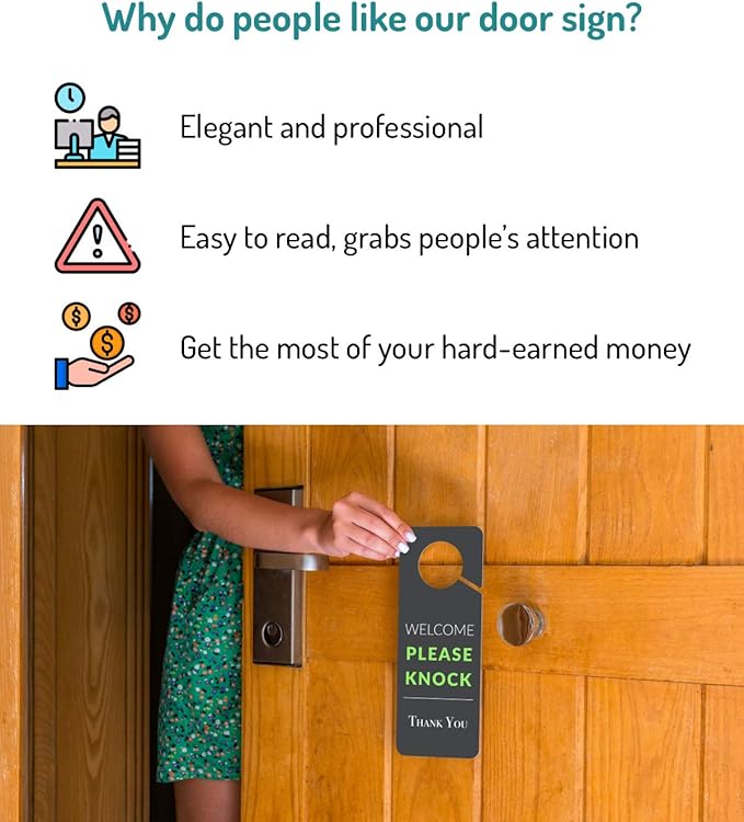 Do Not Disturb Door Hanger Sign, 2 Pack (Printed on Both Sides), 9.3″x3.5″ PVC Plastic, Please Do Not Disturb Sign for Home, Office, Hotel, Bathroom, Bedroom, Counseling, Therapists, Clinic, Regular