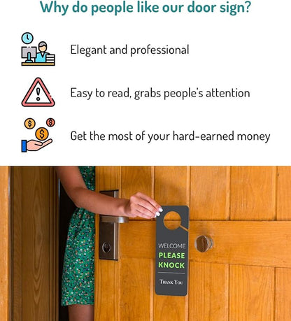 Do Not Disturb Door Hanger Sign, 2 Pack (Printed on Both Sides), 9.3″x3.5″ PVC Plastic, Please Do Not Disturb Sign for Home, Office, Hotel, Bathroom, Bedroom, Counseling, Therapists, Clinic, Regular
