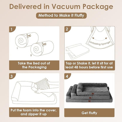 EHEYCIGA Extra Large Dog Bed Othorpedic, Memory Foam XL Dog Bed with Washable Removable Cover, Waterproof Pet Sofa Couch XLarge Size Dogs with Nonskid Bottom, 44x32x6.5, Dark Grey | Washable Removable Cover, Waterproof Flat Pet Sofa Couch with Nonskid ...