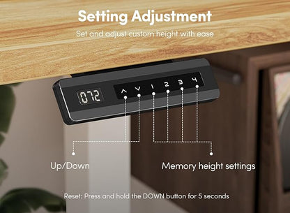FEZIBO 40 x 24 Inch Height Adjustable Electric Standing Desk with Double Drawer, Computer Desk, Home Office Stand Up Table with 4 Height-Adjustable Feets & 2 Hooks, Light Rustic