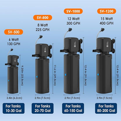 AquaMiracle Aquarium Filter with U - V Light & Filter Sponge, Fish Tank Filter with Timer for Green Water, Turtle Filter with Aeration & Rainfall Mode for Aquarium 80-200 Gallon