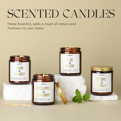 AOOVOO Eucalyptus Mint Candles - 9 oz Scented Candles, Aromatherapy Candle, Soy Candle for Home Scented