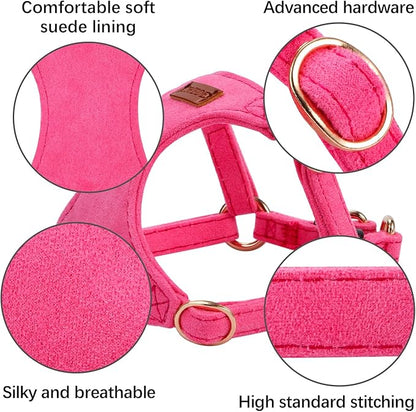 No Pull Dog Harness- Lightweight, Soft, Adjustable Small Harness Collar and Leash Set, Suitable for Cats Puppy Small and Medium-Sized Dog Outdoor Training and Running (hotpink, S)