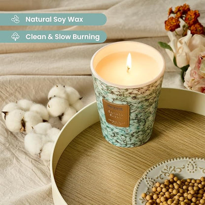 M&SENSE Bamboo StreamScented Soy Candle, 3 Wick Highly Scented 14.1 Oz 80H, Aromatherapy Christmas Gift for Women and Men