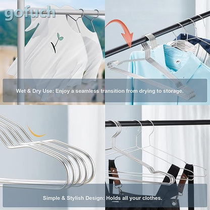 Clothes Hangers 100 Pack - Heavy Duty Stainless Steel Metal Hangers, Ultra Thin Space Saving Wire Coat Hangers with Non-Slip Shoulders (16.5 Inch)
