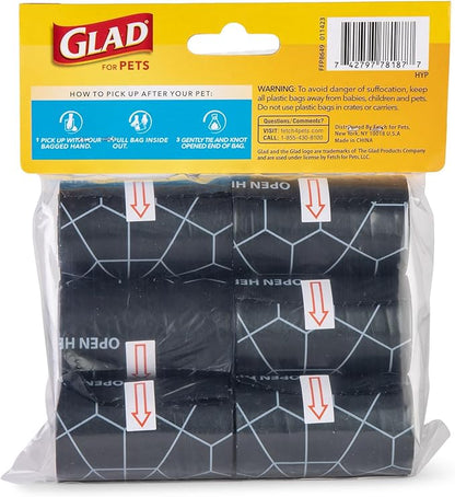 Glad for Pets Extra Large, Heavy Duty Scented Dog Waste Bags Refill Rolls, Fresh Scent | Tear Resistant Doggie Poop Bags for Dogs, 6 rolls, Total 90 Count (Pack of 2)