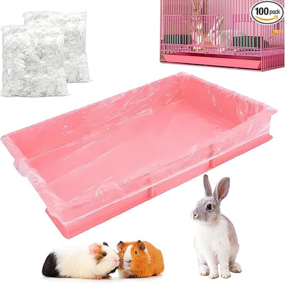 50 Pcs Disposable Cage Liners 19.7'' X 11.8'' - Clear, Plastic Toilet Film for Bunny, Hamster, Totoro, Hedgehog, Guinea Pig & Small Animal Habitats