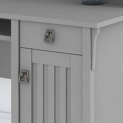 Bush Furniture Salinas L Shaped Desk with File Cabinet and 5-Shelf Bookcase 3 Piece Living Room Furniture Set in Cape Cod Gray Storage Cabinet, Bookshelf & Office Desk
