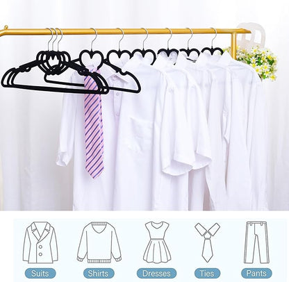 Black Velvet Hangers 50 Pack, 16" Non Slip Adult Hangers, Slim Clothes Hanger with 360 Degree Swivel Hook - Durable & Cute