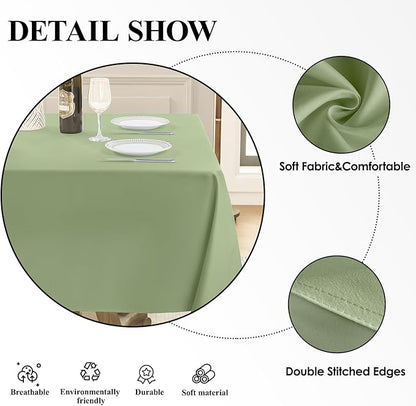 Square Tablecloth 52 x 52 Inch Sage Green Tablecloths Stain-Wrinkle Resistant Washable Polyester Table Cloths for Holiday, Buffet Parties, and Weddinge 1pack
