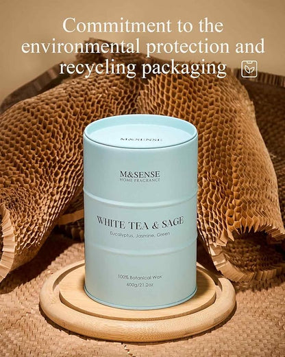 M&SENSE White Tea Sage Scented Candles Large, Natural Soy Candles 21.2oz 120 Hour Slow Burning,Aromatherapy Candle for Stress Relief Meditation Relaxing