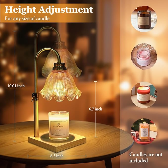 Candle Warmer Lamp with Timer Dimmable, Birthday Gifts for Women Mom, House Warming Gifts New Home Decor, Wax Melt Warmer for Jar Candles with 2 Bulbs