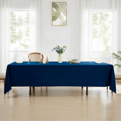 Rectangle Tablecloths 90x132 Inch 2 Pack Navy Blue Tablecloth for 6ft Washable Decorative Linen Polyester Table Cloths for 8ft Dining Table Banquets Buffet Parties and Wedding